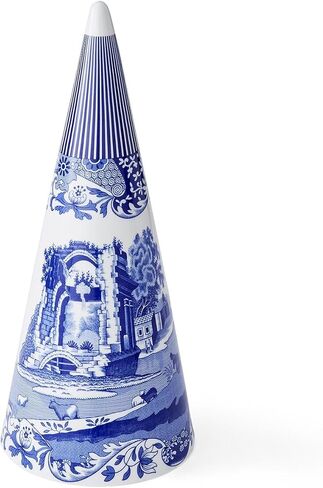 Spode Blue Italian Cone Shaped Topiary | Topiary for Home Décor with Iconic Blue Italian Motif | Made of Fine Porcelain (13") in Saudi Arabia