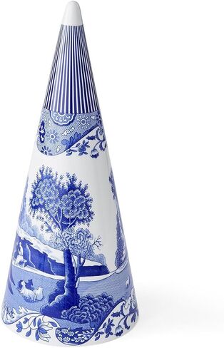 Spode Blue Italian Cone Shaped Topiary | Topiary for Home Décor with Iconic Blue Italian Motif | Made of Fine Porcelain (13") in Saudi Arabia