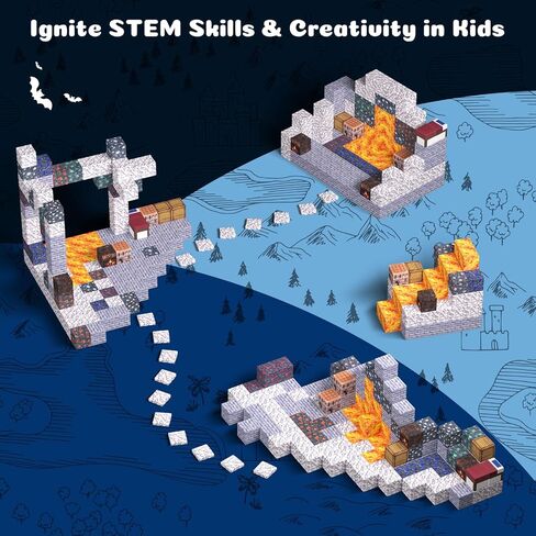 Magnetic Blocks - 128PCS Cavern Exploration - 1" Creative Magnacraft Magnetic Building Cubes Gift Set for Kids Ages 4-8 in Saudi Arabia