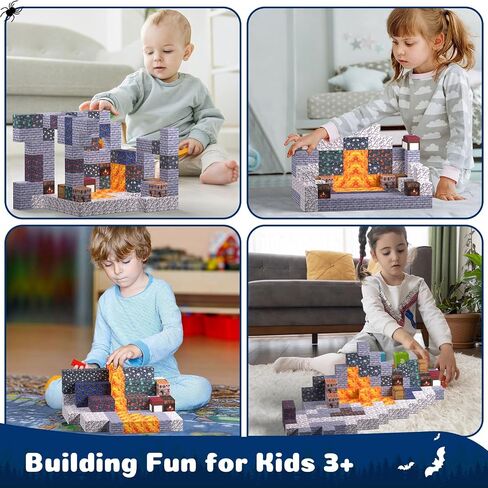 Magnetic Blocks - 128PCS Cavern Exploration - 1" Creative Magnacraft Magnetic Building Cubes Gift Set for Kids Ages 4-8 in Saudi Arabia