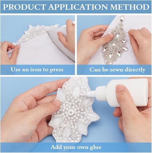 FINGERINSPIRE 2 PCS Wedding Rhinestone Applique Bridal Hotfix Rhinestone Patch 6.8x3.3 inch AB Color Rhinestone Sash Applique, Rhinestone Patches for Wedding Dress Sash Belt Headband DIY in Saudi Arabia
