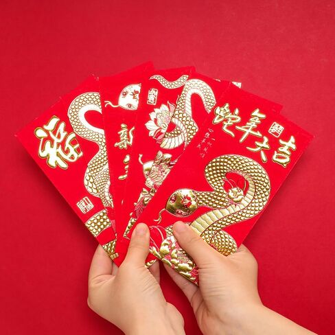 Fumwase 24 قطعة مظاريف حمراء السنة الصينية الجديدة للثعبان 2025 هونغ باو 红包 جيب أحمر في 6 أنماط مظاريف حمراء السنة القمرية الصينية الجديدة 2025 من أجل المال المحظوظ السنة الصينية الجديدة الربيع مهرجان الزفاف in Kuwait