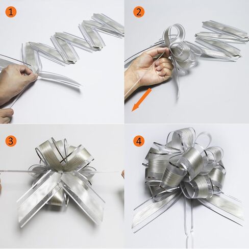 15 Pcs Pull Bows, 6-Inch Bows for Gift Wrapping, Silver Gift Bows for Presents, Large Bow for Gift, Pull Ribbon Bows for Gift Baskets in Saudi Arabia