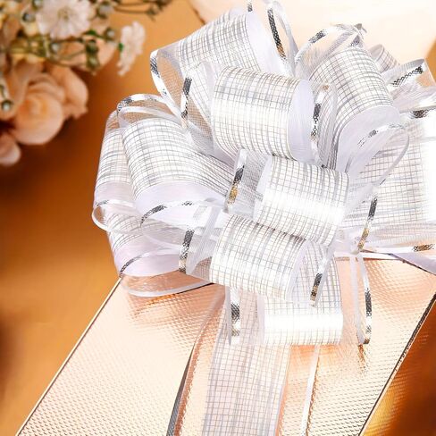 15 Pcs Pull Bows, 6-Inch Bows for Gift Wrapping, Silver Gift Bows for Presents, Large Bow for Gift, Pull Ribbon Bows for Gift Baskets in Saudi Arabia