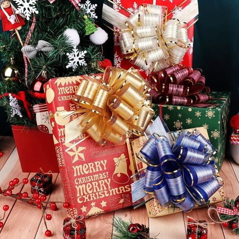 15 Pcs Pull Bows, 6-Inch Bows for Gift Wrapping, Silver Gift Bows for Presents, Large Bow for Gift, Pull Ribbon Bows for Gift Baskets in Saudi Arabia