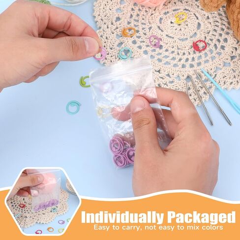 72 PCS Helical Shaped Crochet Markers Metal Stitch Markers Ring Crochet Ring Stitch Markers Clip Set with Sewing Needles 6 Color Knitting Crochet 12 PCS Large Eye Blunt Sewing Needle for Craft Sewing in Saudi Arabia