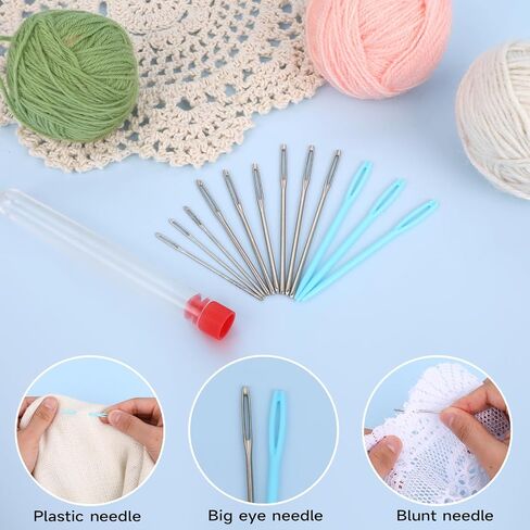 72 PCS Helical Shaped Crochet Markers Metal Stitch Markers Ring Crochet Ring Stitch Markers Clip Set with Sewing Needles 6 Color Knitting Crochet 12 PCS Large Eye Blunt Sewing Needle for Craft Sewing in Saudi Arabia