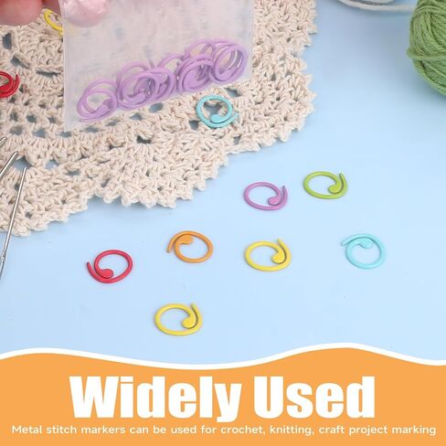 72 PCS Helical Shaped Crochet Markers Metal Stitch Markers Ring Crochet Ring Stitch Markers Clip Set with Sewing Needles 6 Color Knitting Crochet 12 PCS Large Eye Blunt Sewing Needle for Craft Sewing in Saudi Arabia