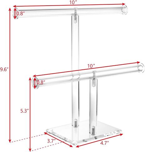 MOOCA 2 Pcs Premium Acrylic Round Jewelry Display Tree Stand - Bracelet Holder, Necklace Organizer, and Clear Jewelry Presentation in Saudi Arabia