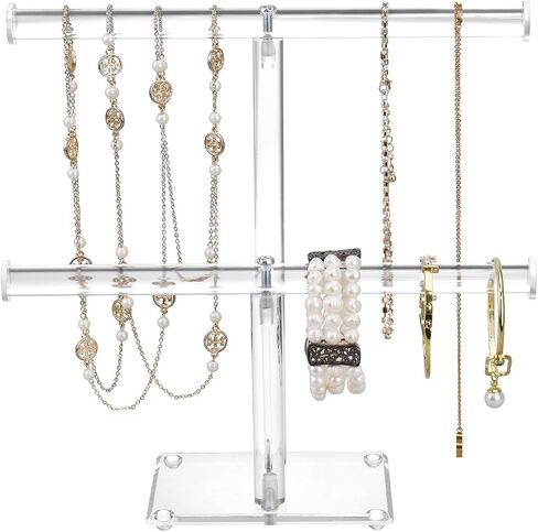 MOOCA 2 Pcs Premium Acrylic Round Jewelry Display Tree Stand - Bracelet Holder, Necklace Organizer, and Clear Jewelry Presentation in Saudi Arabia