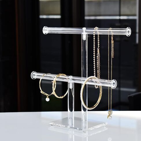 MOOCA 2 Pcs Premium Acrylic Round Jewelry Display Tree Stand - Bracelet Holder, Necklace Organizer, and Clear Jewelry Presentation in Saudi Arabia