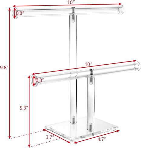 MOOCA 2 Pcs Premium Acrylic Round Jewelry Display Tree Stand - Bracelet Holder, Necklace Organizer, and Clear Jewelry Presentation in Saudi Arabia