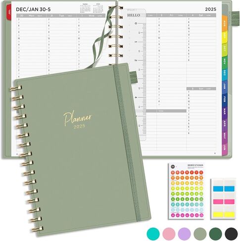 EMSHOI 2025 Appointment Book for Women Men, 30-Minute, 6" x 8.38", JAN - DEC 2025 Planner Hourly Daily Weekly and Monthly, Monthly Tabs, Note Pages, Purple (Note: Wed was misspelled as Web) in Saudi Arabia