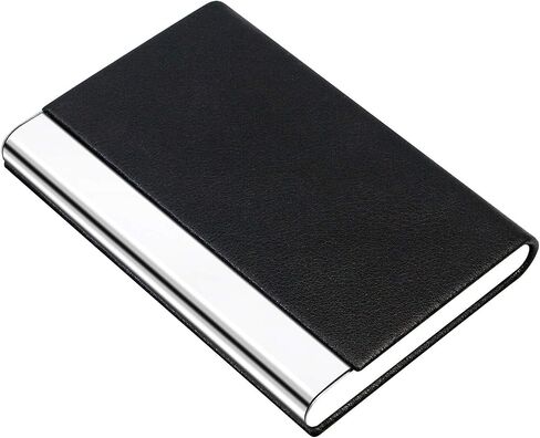 Padike Business Name Card Holder Luxury PU Leather & Stainless Steel Multi Card Case,Business Name Card Holder Wallet Credit card ID Case/Holder For Men & Women (Black) in Saudi Arabia