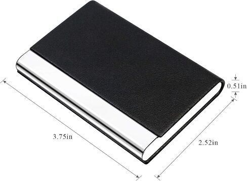 Padike Business Name Card Holder Luxury PU Leather & Stainless Steel Multi Card Case,Business Name Card Holder Wallet Credit card ID Case/Holder For Men & Women (Black) in Saudi Arabia