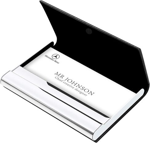 Padike Business Name Card Holder Luxury PU Leather & Stainless Steel Multi Card Case,Business Name Card Holder Wallet Credit card ID Case/Holder For Men & Women (Black) in Saudi Arabia