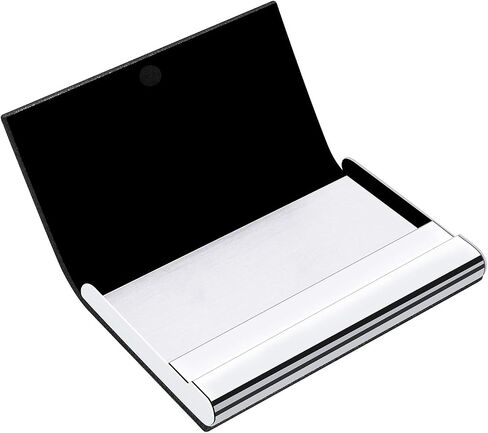 Padike Business Name Card Holder Luxury PU Leather & Stainless Steel Multi Card Case,Business Name Card Holder Wallet Credit card ID Case/Holder For Men & Women (Black) in Saudi Arabia