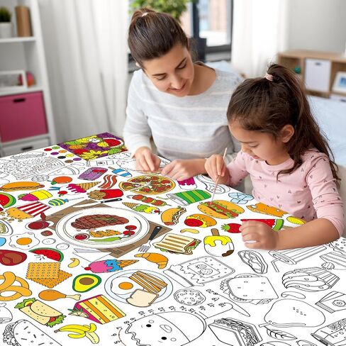 Food Coloring Poster for Kids Giant Food Fun Design Coloring Poster Large Fun Food Theme Activity Coloring Tablecloth Jumbo Coloring Books for kids Classroom Birthday Party Christmas Supplies Favor in Saudi Arabia
