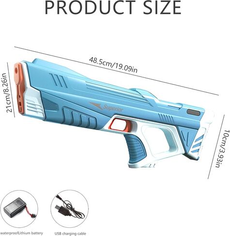 Electric Water Gun,Auto Suction Guns for Adults&Kids,Squirt 39 Ft Range,Automatic Gun,Water Blaster (Blue)… in Saudi Arabia