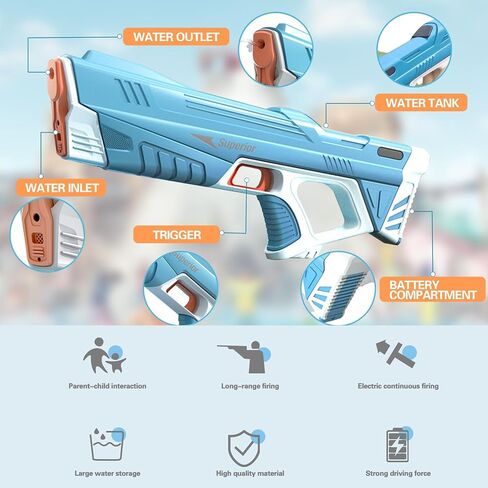 Electric Water Gun,Auto Suction Guns for Adults&Kids,Squirt 39 Ft Range,Automatic Gun,Water Blaster (Blue)… in Saudi Arabia