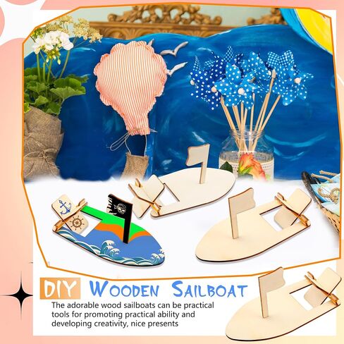 36 Pack DIY Wooden Craft Sailboat Unfinished Paintable Wood Boat Model Rubber Band Paddle Sailboat for School DIY Handicraft Projects Birthday Party Family Time in Saudi Arabia