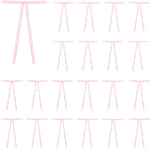 Penta Angel Twist Tie Bows 24Pcs 5x7" Satin Ribbon Bows with Long Tail for Crafts Wedding Birthday Christmas Cake Treat Bags Gift Wrapping Decoration (Black, 5x7) in Kuwait