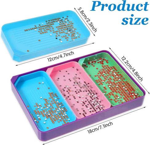 Prasacco 4 Pcs Diamond Art Trays, Colorful Rhinestone Tray Organizer Diamond Art Storage Containers Diamond Art Painting Kits Diamond Art Tools and Accessories for DIY Crafts Rhinestone Sorting Tray in Saudi Arabia