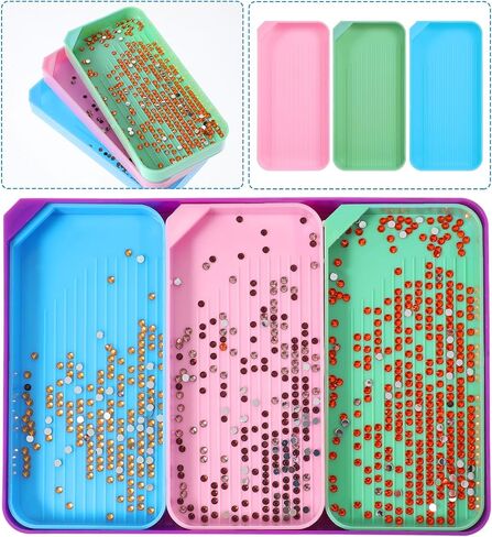 Prasacco 4 Pcs Diamond Art Trays, Colorful Rhinestone Tray Organizer Diamond Art Storage Containers Diamond Art Painting Kits Diamond Art Tools and Accessories for DIY Crafts Rhinestone Sorting Tray in Saudi Arabia