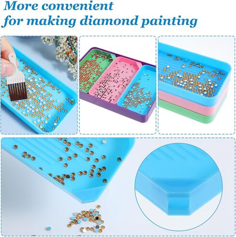 Prasacco 4 Pcs Diamond Art Trays, Colorful Rhinestone Tray Organizer Diamond Art Storage Containers Diamond Art Painting Kits Diamond Art Tools and Accessories for DIY Crafts Rhinestone Sorting Tray in Saudi Arabia