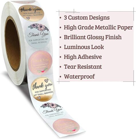 500Pcs 1.5inch Thank You Stickers Stylized Floral Thank You for Your Order Sealing Stickers Decoration,Thank You for Your Purchase Sticker Label in Saudi Arabia