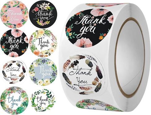 500Pcs 1.5inch Thank You Stickers Stylized Floral Thank You for Your Order Sealing Stickers Decoration,Thank You for Your Purchase Sticker Label in Saudi Arabia