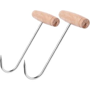 2 Pack Horse Hay Hooks - Sturdy 9.45" Steel Hook Hay Bales, Includes S Hooks for Hanging, Stainless Steel Handle for Comfortable Grip