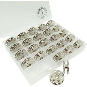 LNKA 25PCS Metal Bobbin in Box 45785 for Singer Featherweight 221 222 301 Bernina Rotary Machine
