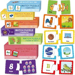 Aizweb 202PCS Puzzles for Toddlers 2-4,Match Games for Toddlers 3-5,Alphabet,Numbers, Animals,Preschool Toddler Learning Activities Educational ABC Learning Toys Game for Boy Girl Classroom Must Haves