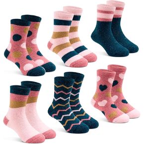 Lollisy Boys Winter Wool Socks Kids Cartoon Warm Socks Thick Thermal Socks for Boys 6 Pack