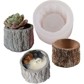 Tree Stump Flower Pot Silicone Mold Concrete Succulent Planter Mold Epoxy Resin Clay Cement Mould Candle Pen Holder Mold Storage Box Mold