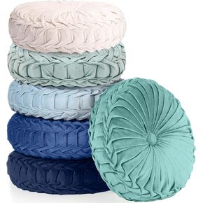 Yerliker 6 Pcs Floor Pillow Cushions Round Velvet Throw Pillows Colorful Flexible Floor Cushions 15inch Alternative Floor Pillows for Couch Chair Bed Home Office Classroom Decor