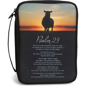 Lord My Shepherd Sunset Shadow Large Canvas Fabric Bible Cover With Handle
