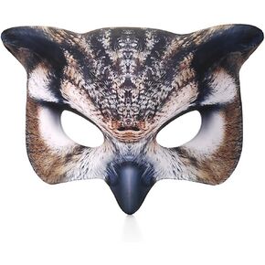 1Pcs Halloween Owl Mask Masquerade Owl Mask Animal Half Face Mask for Halloween Easter Costume Party Cosplay Props(Brown)
