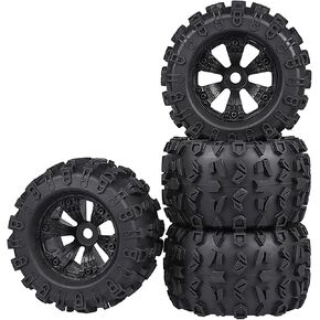 RC Truck Tire 17mm Hex Wheels and Tires Set w/Foam Inserts for 1/8 Sledge 6S Kraton Talion Outcast 1/8 RC Monster Truck Tires, 4PCS