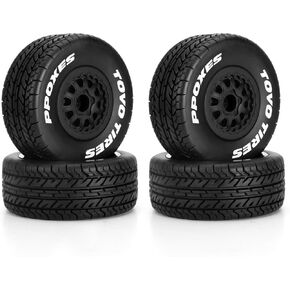 4PCS RC Short Course Truck Tire 12MM RC Wheels and Tires,1/10 Scale Off-Road Tyre Set Competible for Traxxas Slash Losi Tenacity Redcat HPI HSP RC Buggy Car