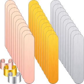 0.47 x 2.24 x 0.04 Inch Aluminum Ring Blanks for Metal Stamping Flat Metal Blanks for Jewelry Making Copper Golden Silver Stamping Blanks for DIY Bracelet Bending Engraving Art Kit, 3 Colors (36)