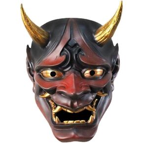 Samurai Oni Mask,Japanese Hannya Mask,Horror Cosplay Prajna Ghostface Mask for Halloween Party Costume Props