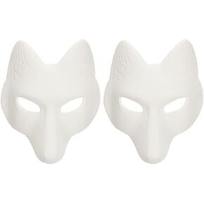LIFKOME 2pcs Halloween Fox Mask Costume DIY Blank Mask Japanese Kabuki Masks Fox Masks Blank Female Fox Masks DIY Blank Fox Masks White Paintable Masks Blank DIY Masks Cosplay