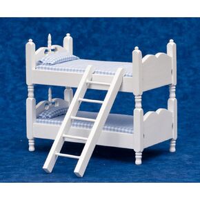 Dollhouse Miniature 1:12 Scale White and Blue Bunkbeds with Ladder #T5350