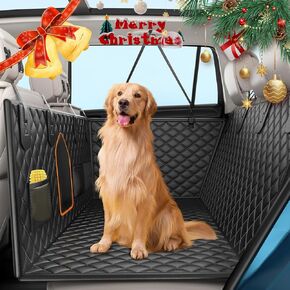 XXL Truck Back Seat Extender for Dogs, Dog Car Seat Cover with Hard Bottom Support 400LB, Waterproof Car Seat Protector with Mesh Window and Storage Pocket, Car Hammock for Full-Size Trucks, SUV