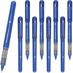 10 x Papermate Inkjoy Liquid Ink Rollerball Pen, Quick-Drying Ink & Ergonomic Body, 0.5mm Needle Point Fine Nib, Blue - Loose in Plain Packaging