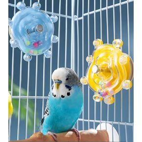 Bird Toys, 2PCS Conure Rotating Wheel Toy Parakeet Spinning Toys Parrot Rattle Toys for Small-Medium Birds Cockatiels Lovebirds Parrotlets Conures Bird Cage Accessories