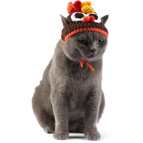 Thanksgiving Hats Handmade Crochet Funny Dog Turkey Costumes Cap Cat Cute Accessory for Dogs Cats Pets Hat (Large)
