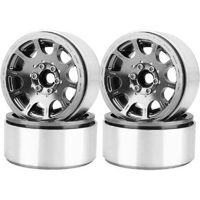 2.2" Beadlock Wheels Rims Concave Wheel for 1/10 RC Crawler Axial Wraith SCX10 I II III Deadbolt 90046 TRX4 TRX6 Redcat RC4WD D90 Upgrades (Silver)